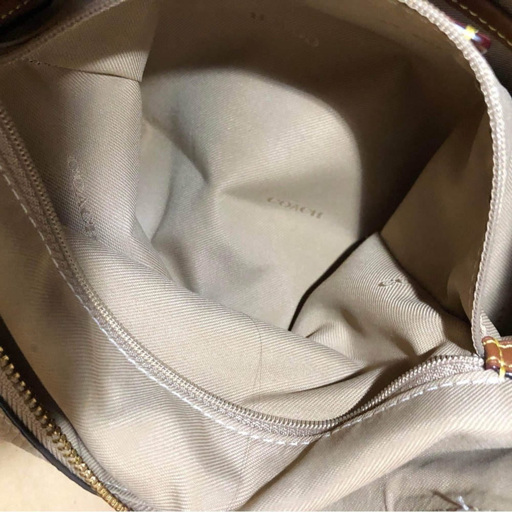 Coach Turnlock Leather Hobo Bag Black In Cream - Picture 8 of 11